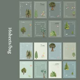 Mr.Paper 16Pcs/Book Light Sleep Manuscript Series Healing Hand-Drawn Base Sticker Pack for Journal Scrapbook DIY Handbook Decor