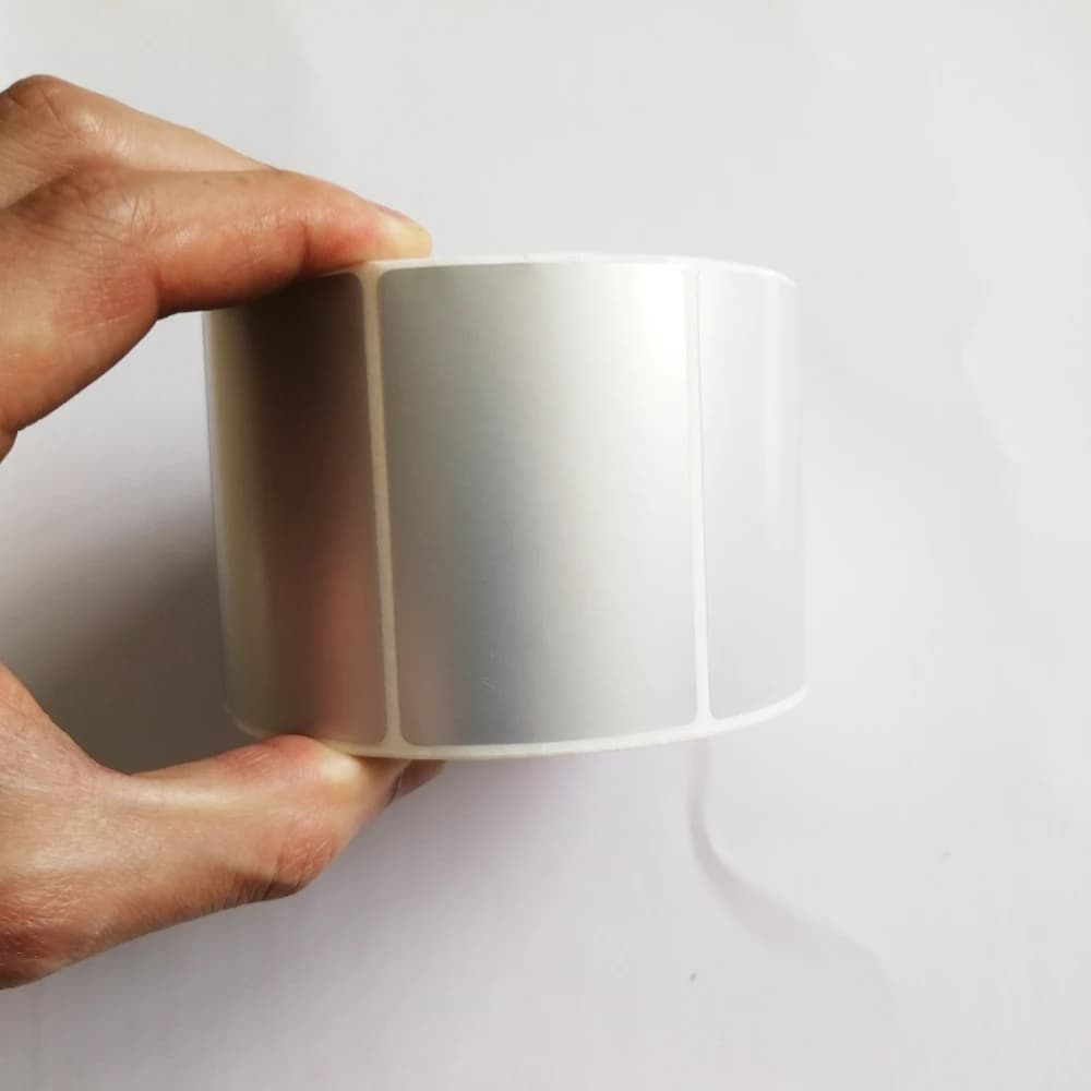 Waterproof Label 60*40*1000 Single Row Matte Silver PET Self-adhesive Stickerr for Thermal Transfer Printer