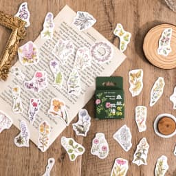 45pcs Forest Plant Flower Decorative Aesthetic Stationary Retro Stickers for Laptop Phone Journals Planners Scrapbook