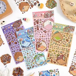 Kawaii 3D Cartoon Magic House Miniature Scene Stickers DIY Handmade Scrapbooking Stacking Paste Game Stickers Children's Gifts