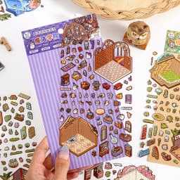 Kawaii 3D Cartoon Magic House Miniature Scene Stickers DIY Handmade Scrapbooking Stacking Paste Game Stickers Children's Gifts