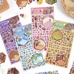 Kawaii 3D Cartoon Magic House Miniature Scene Stickers DIY Handmade Scrapbooking Stacking Paste Game Stickers Children's Gifts