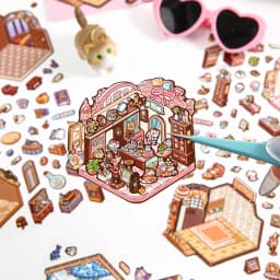 Kawaii 3D Cartoon Magic House Miniature Scene Stickers DIY Handmade Scrapbooking Stacking Paste Game Stickers Children's Gifts