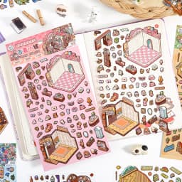 Kawaii 3D Cartoon Magic House Miniature Scene Stickers DIY Handmade Scrapbooking Stacking Paste Game Stickers Children's Gifts