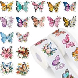 500pcs Butterfly Flower Sticker Rolls 16 Design Colorful Butterfly Decals Decorative Flowers Cute Stickers Party Favor Decoratia