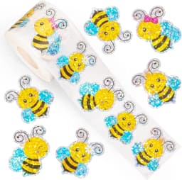 500 Pcs Bee Stickers Roll Laser Bumble Bee Seal Stickers Cartoon Animal Waterproof Self-Adhesive Reward Decals for Jars Bottle