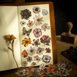 100 Sheets Vintage Flowers PET Sticker Package Plant Theme DIY Diary Background Decoration Album Scrapbooking Stickers