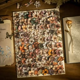100 Sheets Vintage Flowers PET Sticker Package Plant Theme DIY Diary Background Decoration Album Scrapbooking Stickers