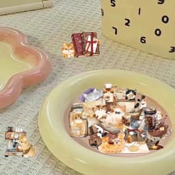 50PCS Magical Cat Cafe Stickers Exquisite Animal Handbooks Mobile Phone Cases Laptops Suitcases Transparent Waterproof Stickers