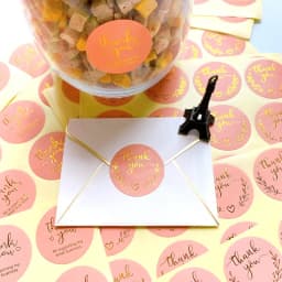 120pcs/lot Round Thank You Bronzing font Pink sealing sticker supporting my small business Students 35MM