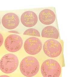 120pcs/lot Round Thank You Bronzing font Pink sealing sticker supporting my small business Students 35MM