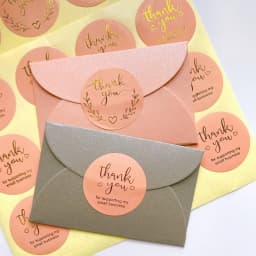120pcs/lot Round Thank You Bronzing font Pink sealing sticker supporting my small business Students 35MM