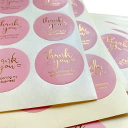 120pcs/lot Round Thank You Bronzing font Pink sealing sticker supporting my small business Students 35MM