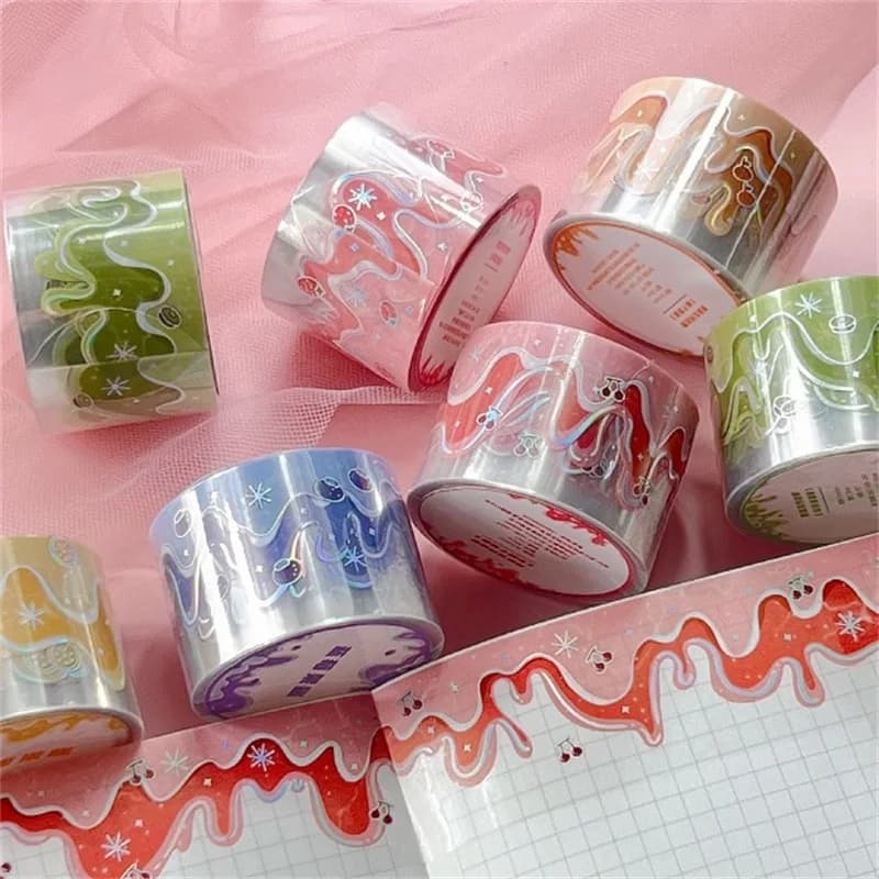 30mm * 3m jam series Kawaii Ins laser silver PET tape handmade DIY scrabbbooking material aesthetic masking tape