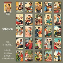 Journal GO 50pages Vintage Cartoon American Family Life Stickers for Scrapbook DIY Decoration Gifts Collage Junk Journal Decor