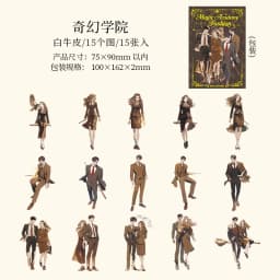 Journal GO 15pcs Magic Academy Fashion Characters Stickers for DIY Journaling Scrapbooking Planner Gucha Decorative Decals