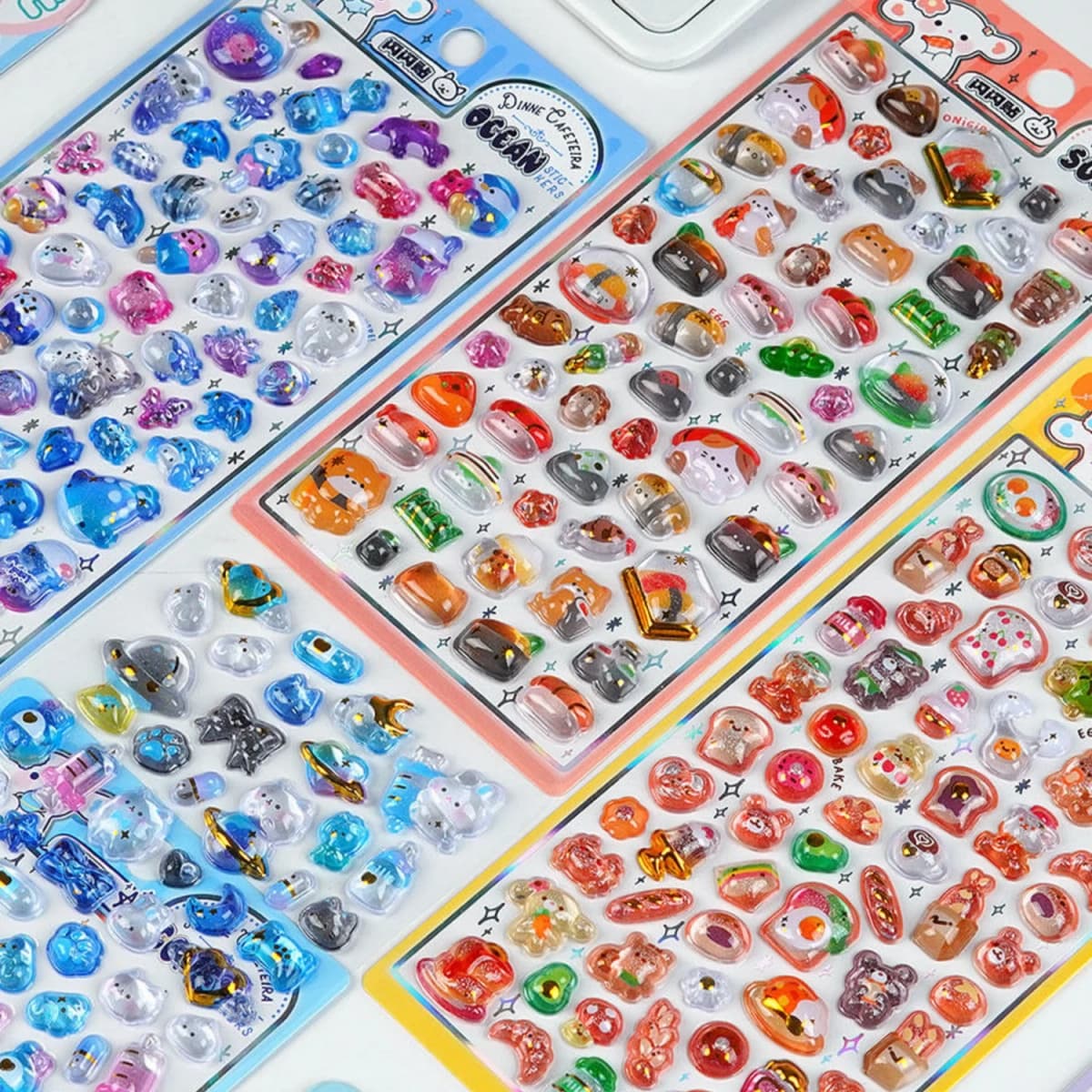 1 pc/4 pcs Japanese Food Cafe Drop 3D Relief Stickers Journaling DIY Diary Cute Stationery Sticker Decor School Supplies