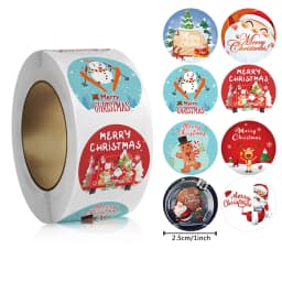 100-500Pcs 1inch Christmas Stickers Xmas Labels Merry Christmas Decorations For Home 2024 Navidad Kerst New Year Gift