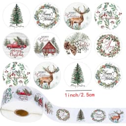 100-500Pcs 1inch Christmas Stickers Xmas Labels Merry Christmas Decorations For Home 2024 Navidad Kerst New Year Gift