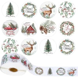 100-500Pcs 1inch Christmas Stickers Xmas Labels Merry Christmas Decorations For Home 2024 Navidad Kerst New Year Gift