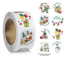 100-500Pcs 1inch Christmas Stickers Xmas Labels Merry Christmas Decorations For Home 2024 Navidad Kerst New Year Gift