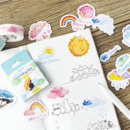 46pcs Kawaii Weather Themed Paper Stickers Set for Diary Decoration DIY Scrapbooking Label Seals Hand Account Stationery