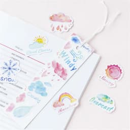 46pcs Kawaii Weather Themed Paper Stickers Set for Diary Decoration DIY Scrapbooking Label Seals Hand Account Stationery
