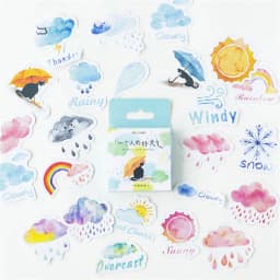 46pcs Kawaii Weather Themed Paper Stickers Set for Diary Decoration DIY Scrapbooking Label Seals Hand Account Stationery