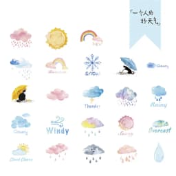 46pcs Kawaii Weather Themed Paper Stickers Set for Diary Decoration DIY Scrapbooking Label Seals Hand Account Stationery