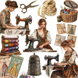 20Pcs/Pack Vintage Sewing Sticker DIY Craft Scrapbooking Album Junk Journal Decorative Stickers