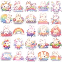 10/30/50PCS Rainbow Rabbit PVC Sticker Aesthetic Korean Decoration Scrapbooking Stationery School Supplies