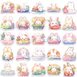 10/30/50PCS Rainbow Rabbit PVC Sticker Aesthetic Korean Decoration Scrapbooking Stationery School Supplies