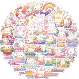 10/30/50PCS Rainbow Rabbit PVC Sticker Aesthetic Korean Decoration Scrapbooking Stationery School Supplies