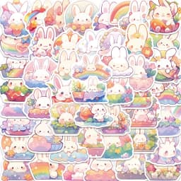 10/30/50PCS Rainbow Rabbit PVC Sticker Aesthetic Korean Decoration Scrapbooking Stationery School Supplies