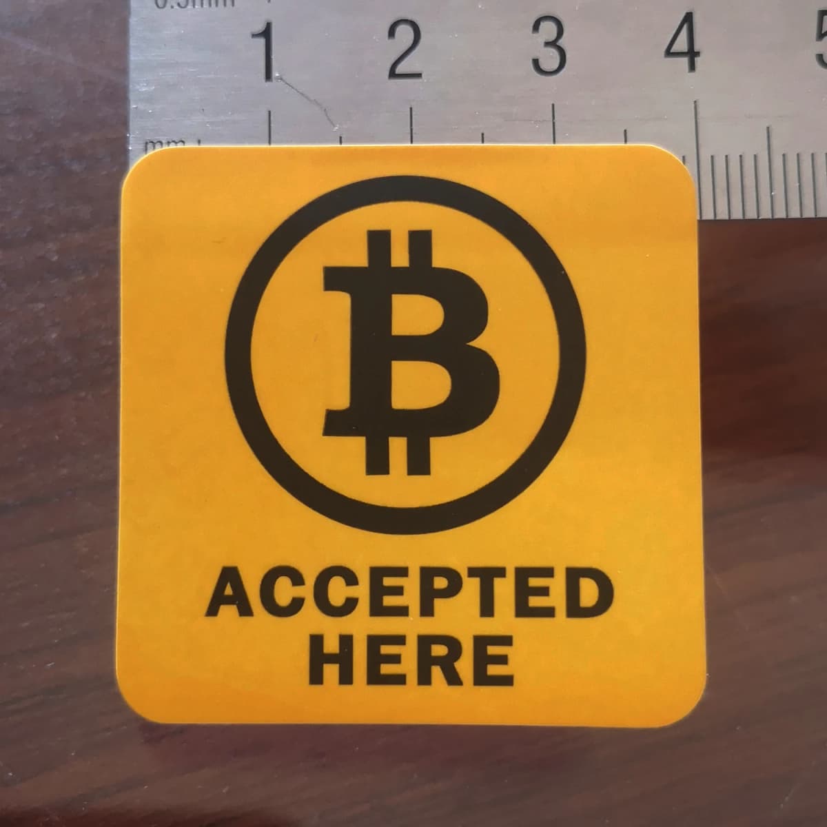 24pcs 4x4cm BITCOIN ACCEPTED HERE Self-adhesive Cyptocurrency Label Sticker for Shop Promotion Art Paper with Matte Lamination