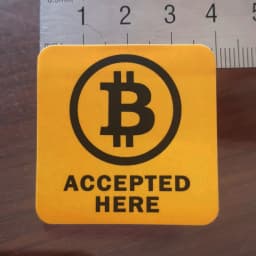 24pcs 4x4cm BITCOIN ACCEPTED HERE Self-adhesive Cyptocurrency Label Sticker for Shop Promotion Art Paper with Matte Lamination