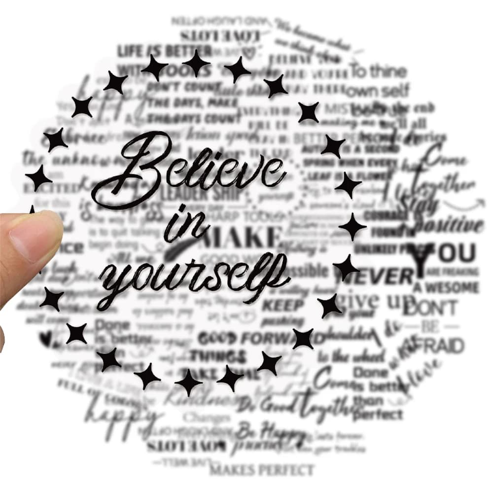 50PCS English Inspirational Decoration Graffiti Stickers DIY Luggage Notebook Skateboarding Motorcycle PET Waterproof S