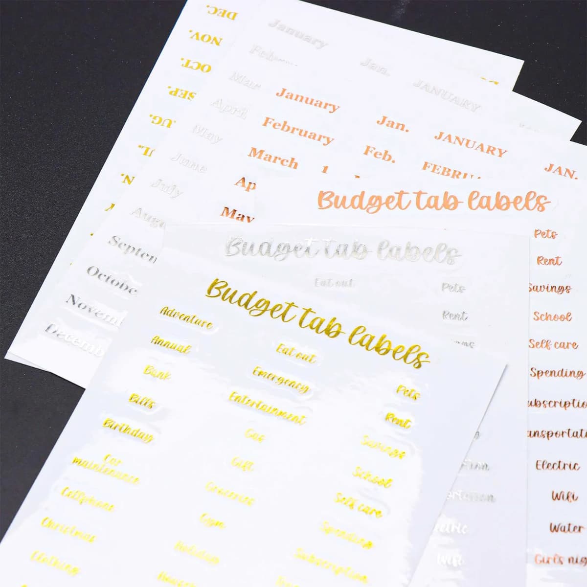 Hot Stamping English Calendar Sticker Budget Month Transparent PET Sticker Index Ear Label Sticker