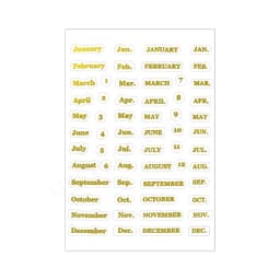 Hot Stamping English Calendar Sticker Budget Month Transparent PET Sticker Index Ear Label Sticker