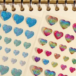 Colorful Glittering Hearts Stars Crystal Drop 3D Stickers Scrapbooking Diy Journal Stationery Sticker Sheet Deco Gift