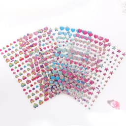 Colorful Glittering Hearts Stars Crystal Drop 3D Stickers Scrapbooking Diy Journal Stationery Sticker Sheet Deco Gift