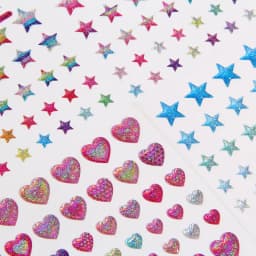 Colorful Glittering Hearts Stars Crystal Drop 3D Stickers Scrapbooking Diy Journal Stationery Sticker Sheet Deco Gift