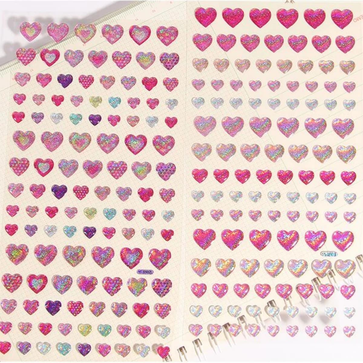 Colorful Glittering Hearts Stars Crystal Drop 3D Stickers Scrapbooking Diy Journal Stationery Sticker Sheet Deco Gift