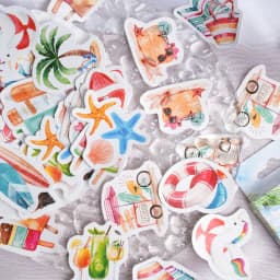 45Pcs Summer Beach Surfing Stickers Set Tropical Outdoor Decal Toys for DIY Craft And Party Favors