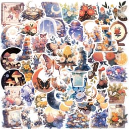 10/30/50PCS Fresh Moon Flower PVC Sticker Aesthetic Color Decoration Scrapbooking Stationery School Supplies