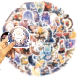10/30/50PCS Fresh Moon Flower PVC Sticker Aesthetic Color Decoration Scrapbooking Stationery School Supplies