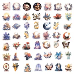 10/30/50PCS Fresh Moon Flower PVC Sticker Aesthetic Color Decoration Scrapbooking Stationery School Supplies