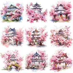 20Pcs/Pack Cherry Japanese Osaka House Sticker DIY Craft Scrapbooking Album Junk Journal Decorative Stickers