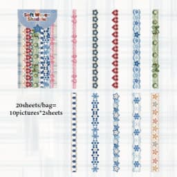 Mr.Paper 20Pcs/Bag Handmade Crochet Series Fabric Texture Sticker Strip Hard Card DIY Journal Scrapbook Decor Craft Supplies
