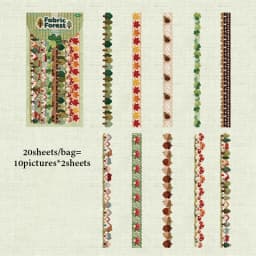 Mr.Paper 20Pcs/Bag Handmade Crochet Series Fabric Texture Sticker Strip Hard Card DIY Journal Scrapbook Decor Craft Supplies